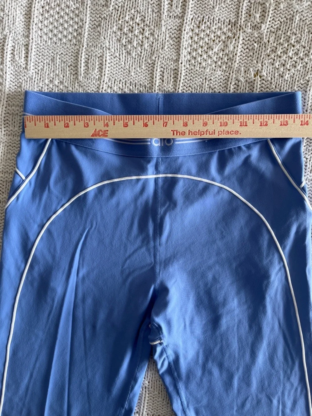 ALO Airbrush High-Waist Heart Throb Legging in Crystal Clear Blue White Sz 12 XL